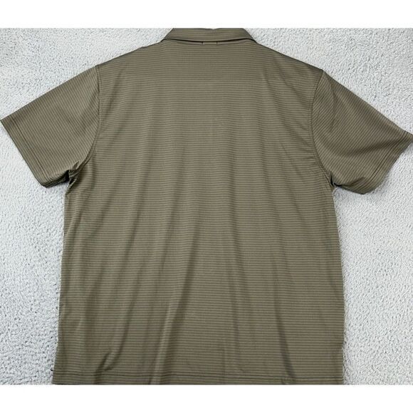 J Mclaughlin Shirt Mens XL Olive Green Striped Golf Polo Stretch Athletic Rugby - Picture 3 of 9